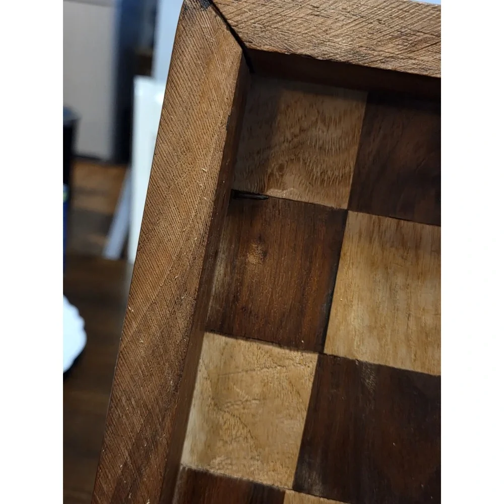 Vintage Rustic Handmade Wood Chess Tray